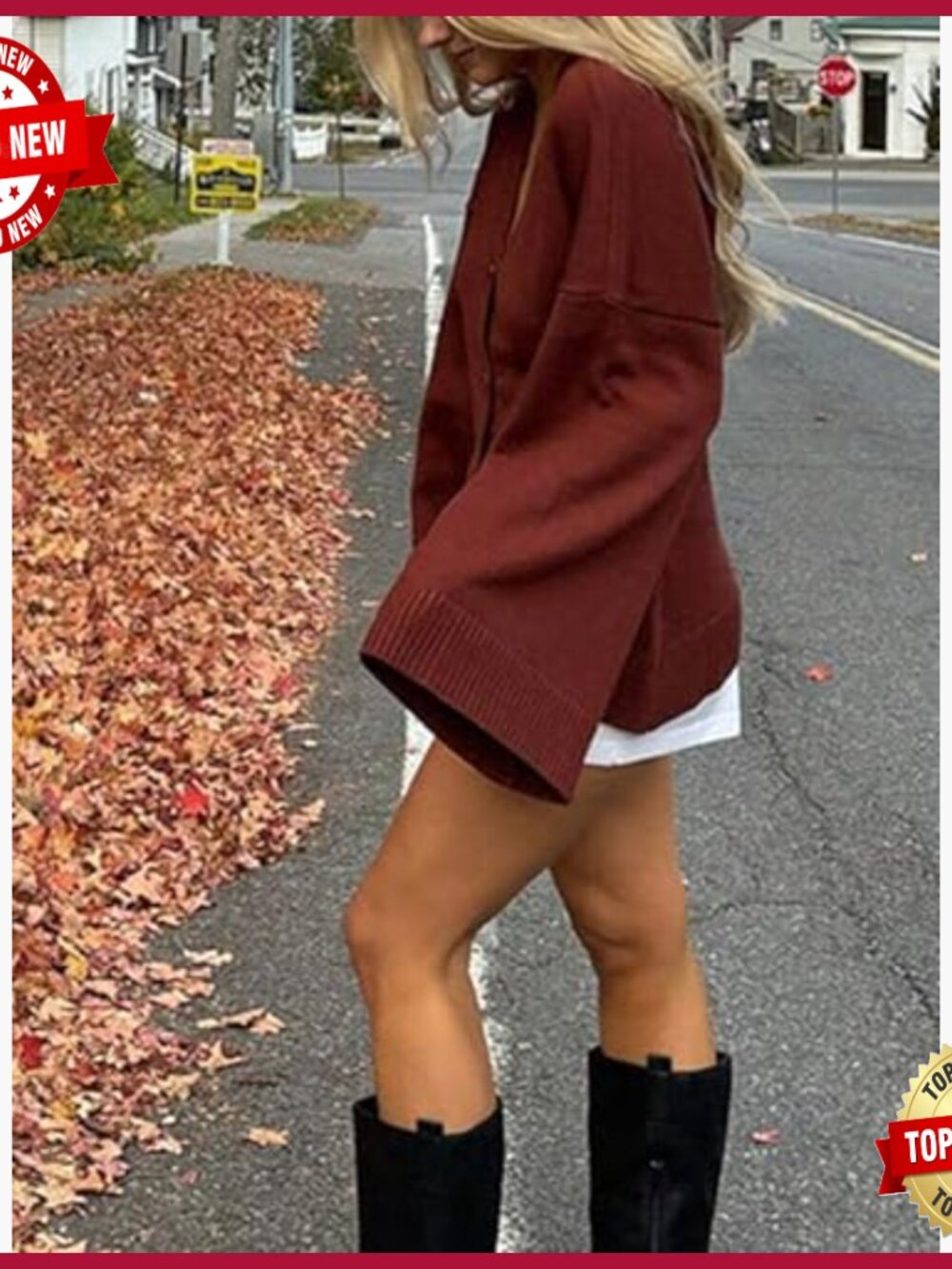 Y2K Long Bell Sleeve V-Neck Button Down Knit Cardigan Sweater Open Front - Picture 2 of 5